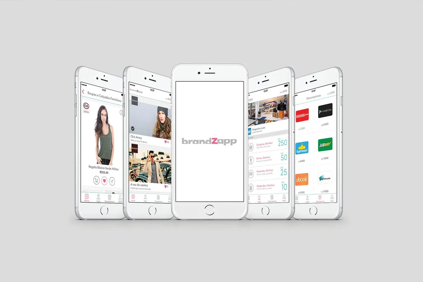 The app’s screens, side by side