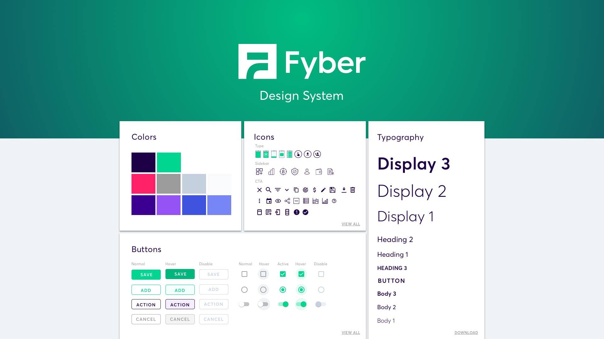Fyber Design System: colours, icons, buttons and typography