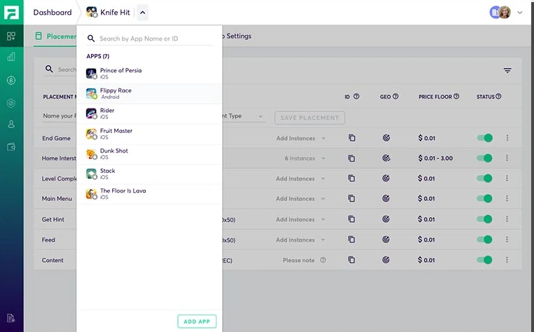 Fyber · Monetization Platform, Switch app: Jump between apps without leaving the list.