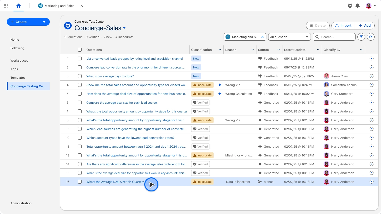 Tableau Next · Semantic Model, Questions: A bank of realistic business questions.