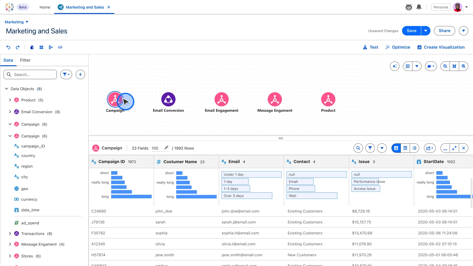 Tableau Next · Semantic Model, Data preview: Inspect real rows without leaving the model.